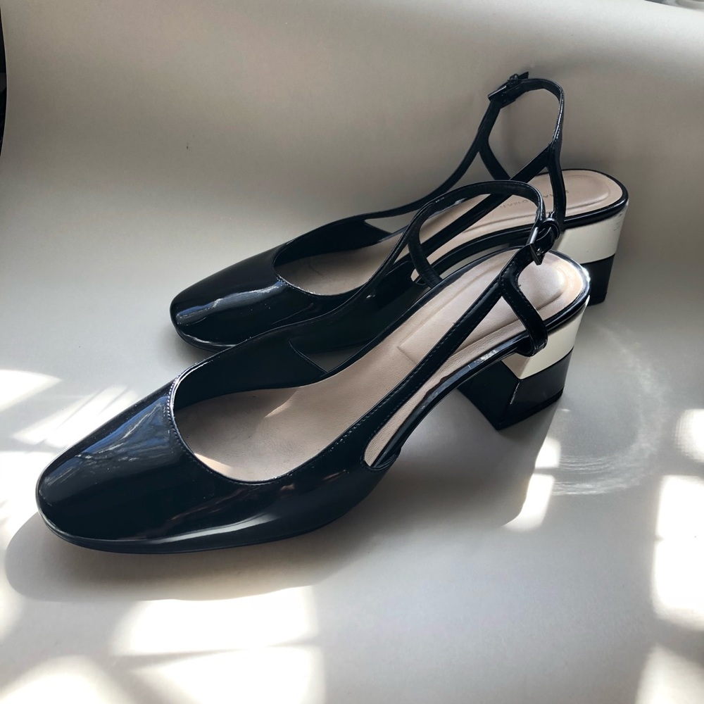 Zara woman mid heel color block slingback heels